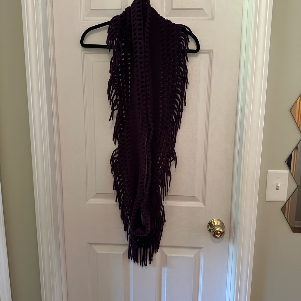 Purple Fringe Knit Scarf